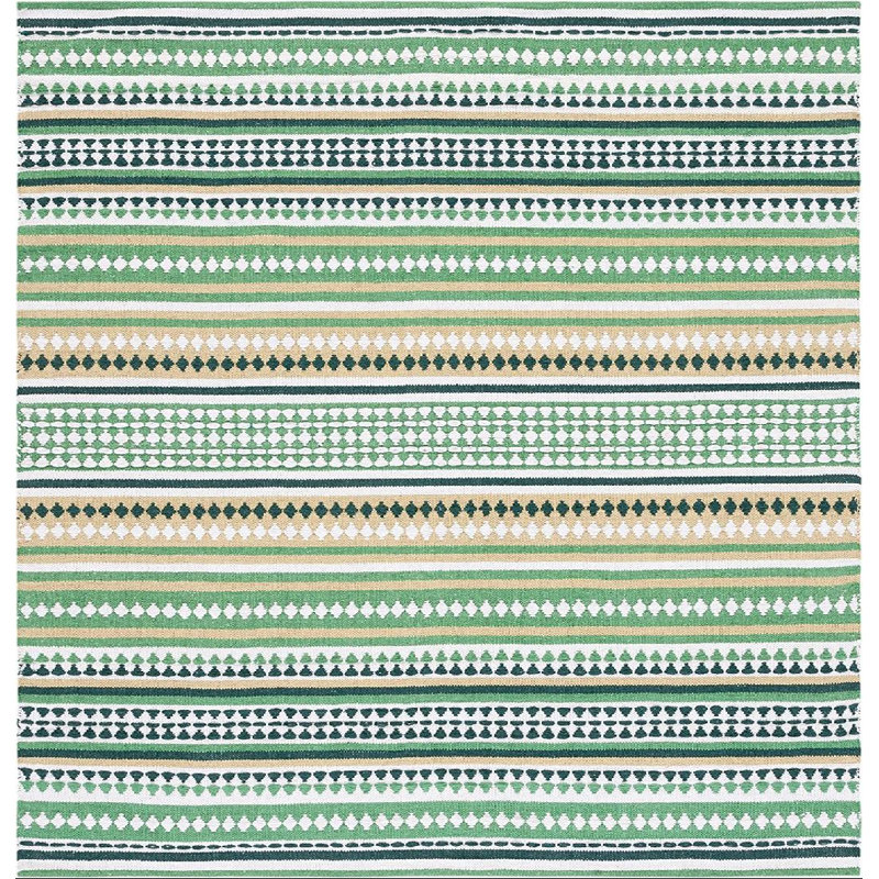 Adama Hand Woven Cotton Striped Rug, Square 6'