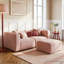 Canapé d'angle modulaire moderne en boucle avec pouf, assise profonde et design discret
