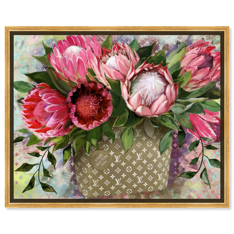 «From My Garden Canvas Flower Glam Farmhouse» par Art Remedy, Cadre blanc, H 21 po x l 25 po