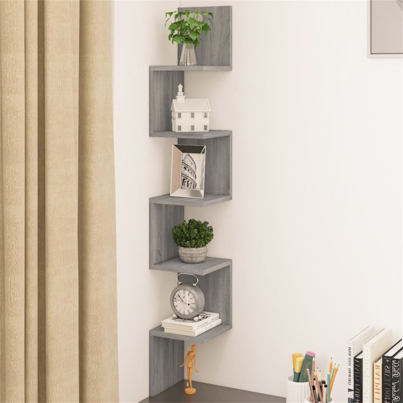 Thaney 5 Piece Corner Shelf, Grey