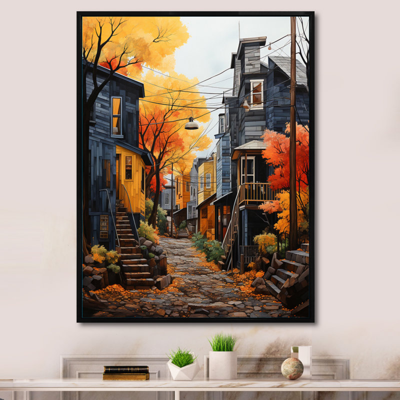 «Herbertson Cityscape Alleyway Patchwork III», reproduction d'art sur toile, H 20 po x l 12 po x P 1 po, Cadre flottant noir