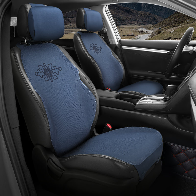 Front Row Seat Covers Universal Waterproof Polyester For Cars Suvs Trucks Airbag Compatibility​​, Blue