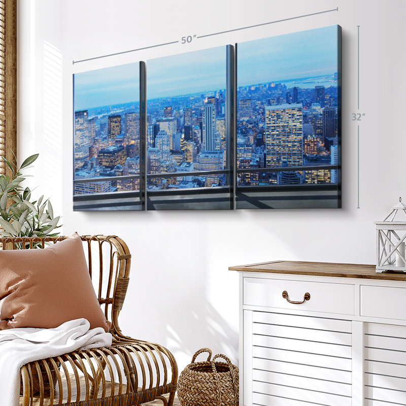 «NY Office Window View», 3 pièces, H 32 po x l 50 po