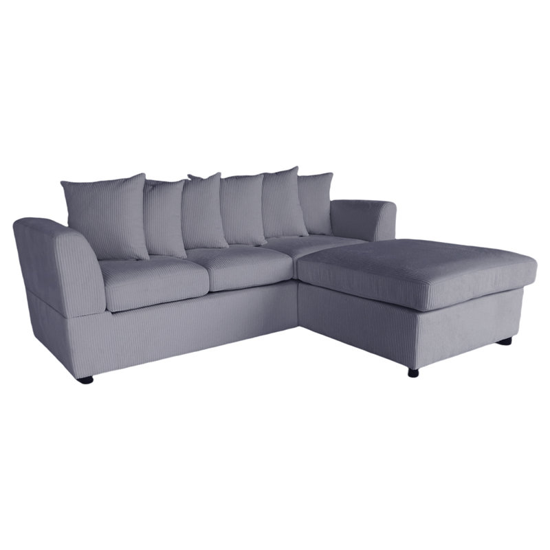 Bergwall 3 Seater Corduroy Sofa & Chaise, Grey