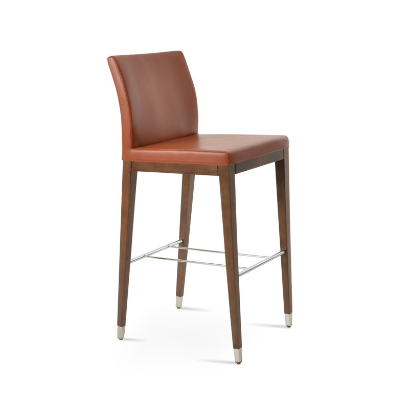 Tabouret de bar et de comptoir en bois Aria, Cannelle / similicuir, Tabouret de bar (siège d'une hauteur de 29 po)