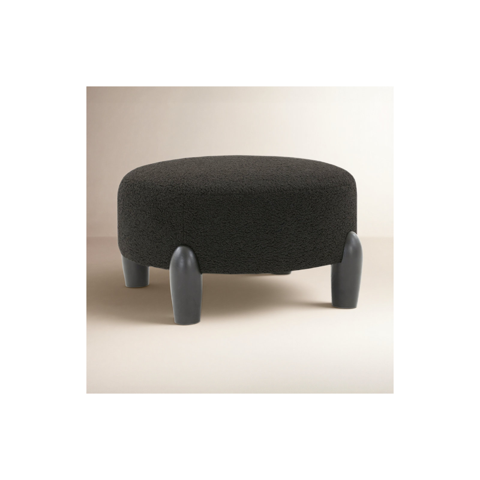 Geddes Upholstered Ottoman, Black Sherpa, Black