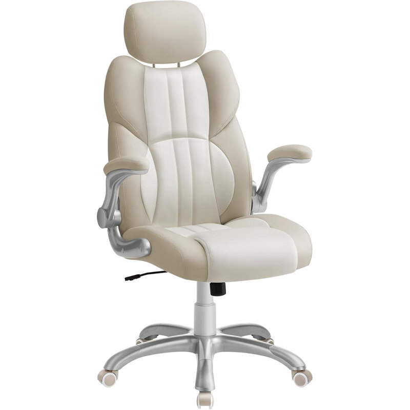 17 Stories Adjustable Faux Leather Swiveling PC & Racing Game Chair, White