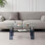 Table basse moderne en verre trempé avec rangement à 2 niveaux, design épuré pour le salon et les petits espaces