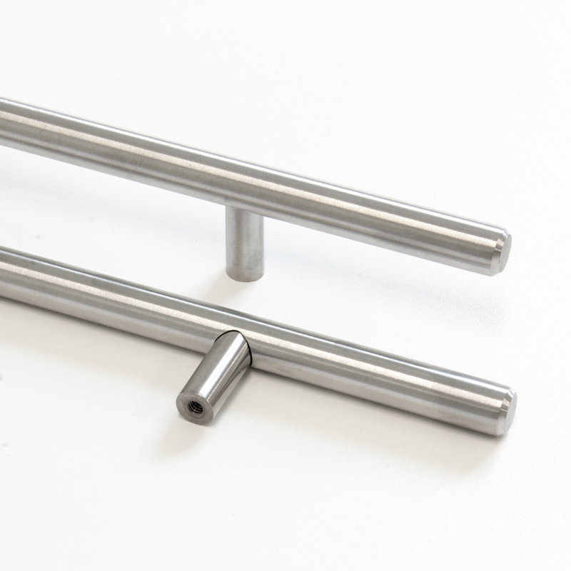 Poignée barre en T moderne, Acier inoxydable brossé, 1, 13 7/8"