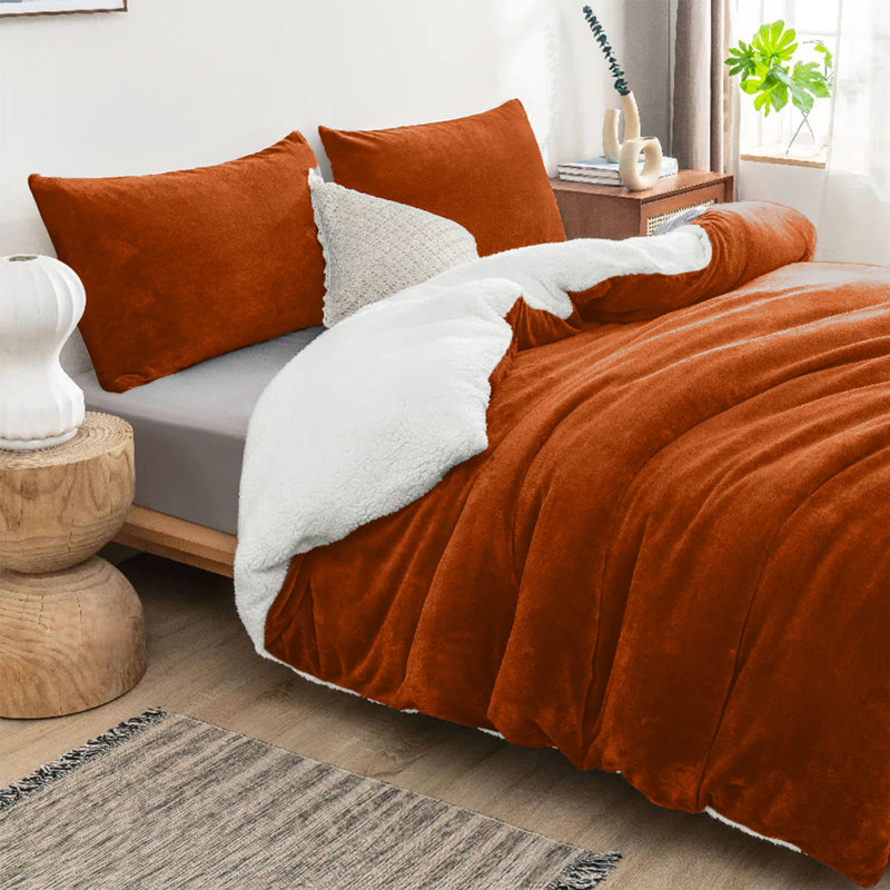 Joyan Extra Soft Sherpa Fleece Dual Sided Blanket, Double, Rust