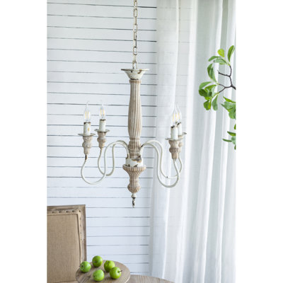 4 - Light Wood Chandelier, Hanging Light Fixture With Adjustable Chain For Kitchen Dining Room Foyer Entryway, Bulb Not Included