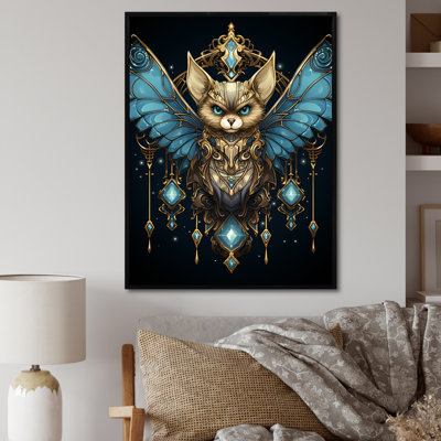 Cubist Night Sky Bat - Animal Bat Wall Art
