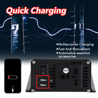 BAOKALER Car Power Inverter DC 12V To AC 110V Converter LCD