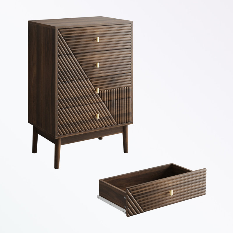 Accent chests with 4 drawers and metal handles