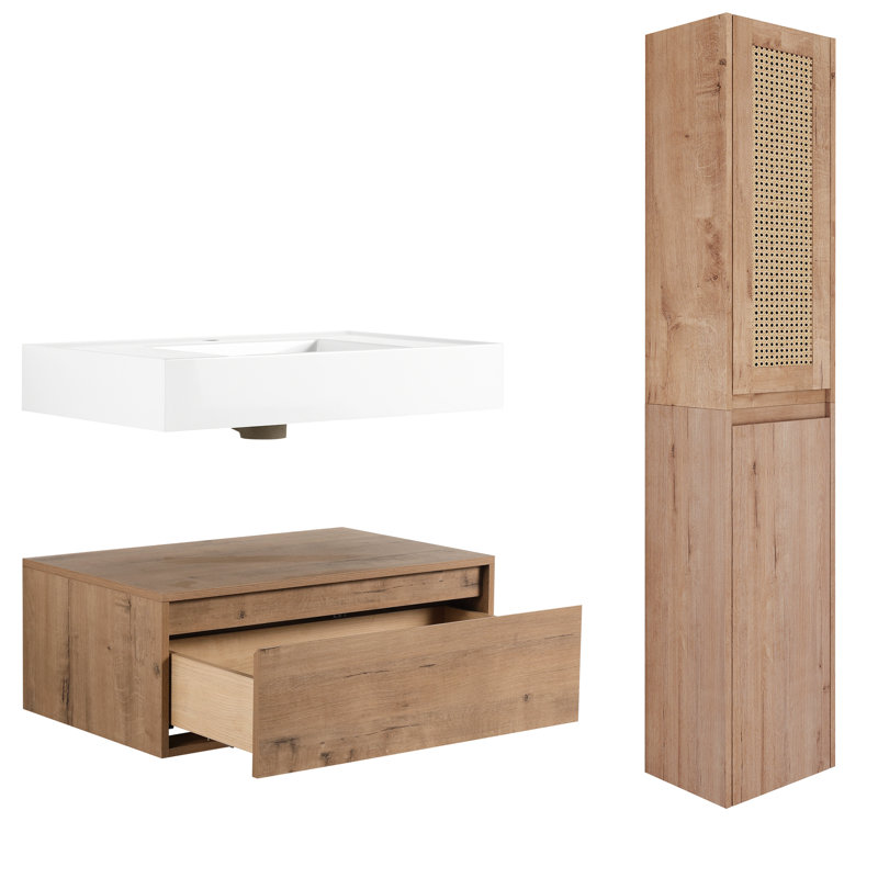Armoire de salle de bain moderne avec lavabo en résine