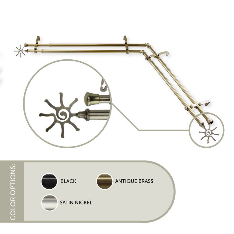 Imala 0.81'' Double Curtain Rod, 120" - 70", Antique Brass
