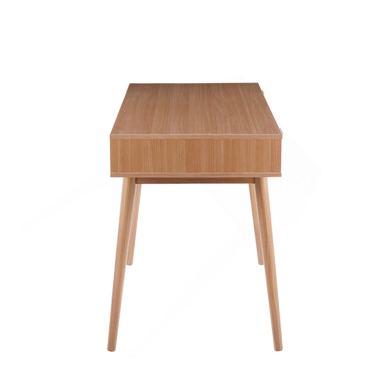 Bureau double Pebble Contemporary en bois naturel avec tiroirs en bois blanc par LumiSource
