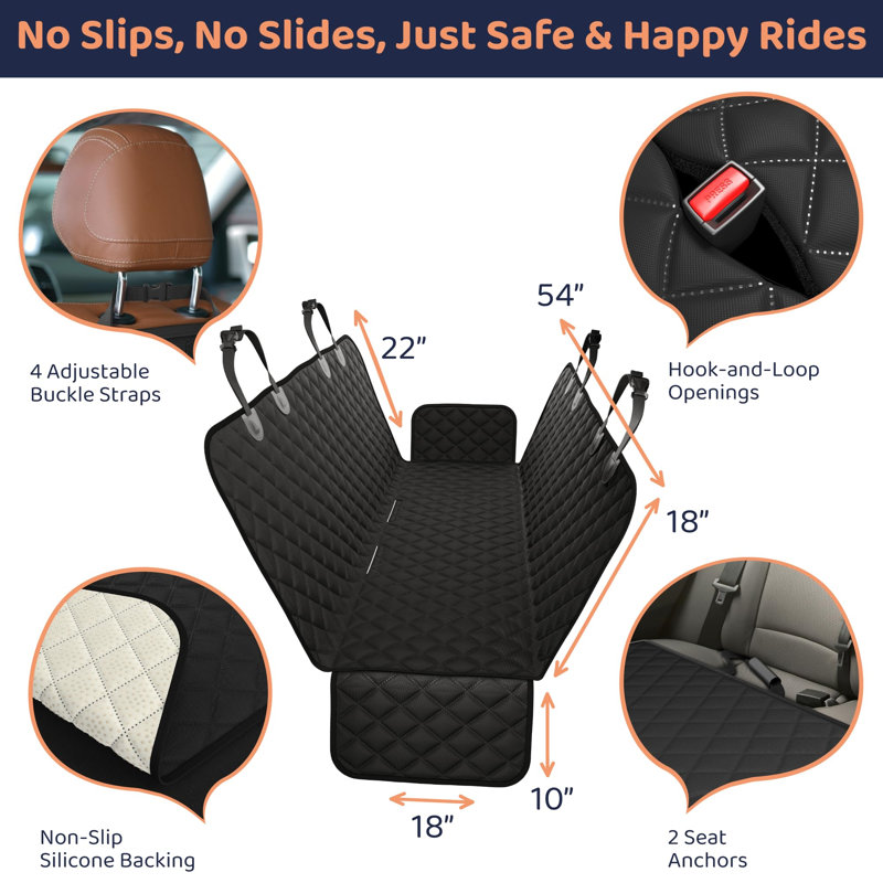 Dog Car Seat Cover for Back Seat, Waterproof Hammock for Car, SUV & Truck, Non-Slip Backseat Cover for Dogs, Heavy-Duty Dog Hammock Style Seat Protector Pets, Easy to Install & Clean