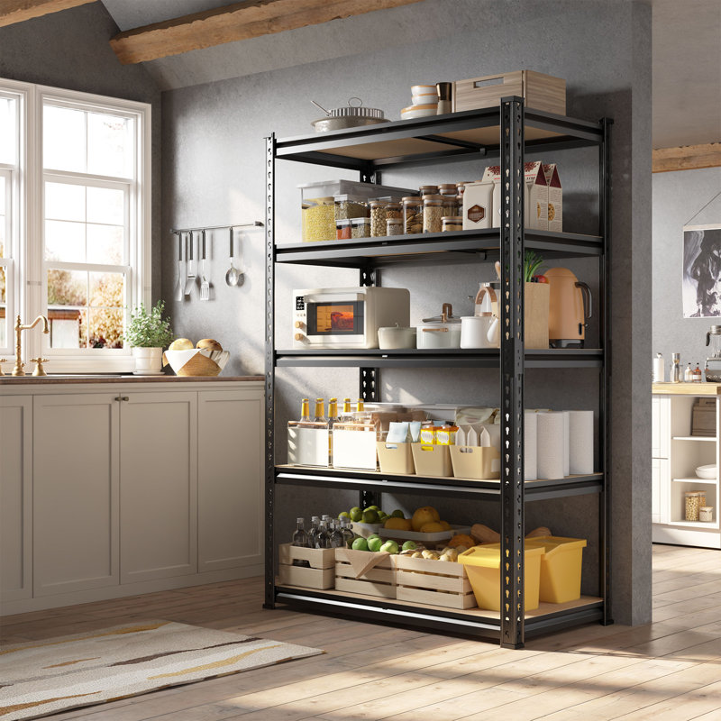 31.5"w Heavy-duty Steel Storage Shelving Unit With Rolled Edges, Adjustable Garage Shelving Unit For Garage, Basement, Pantry, Kitchen