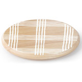 CounterArt White Plaid Wood Lazy Susan Turntable