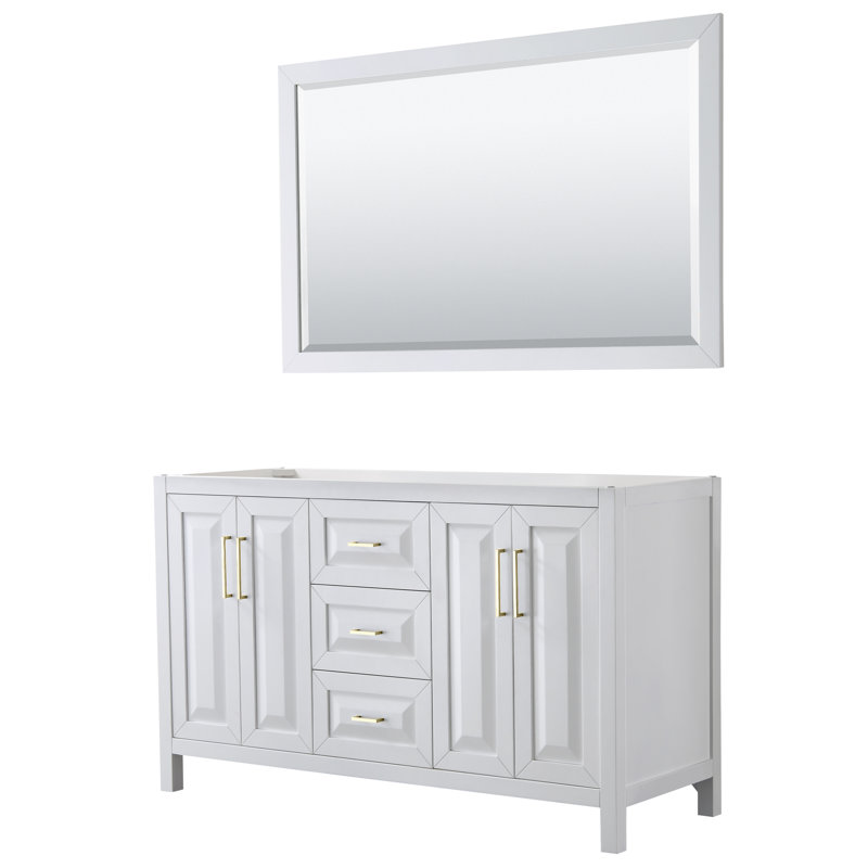 Daria 59'' W Double Bathroom Vanity Base, White/Gold