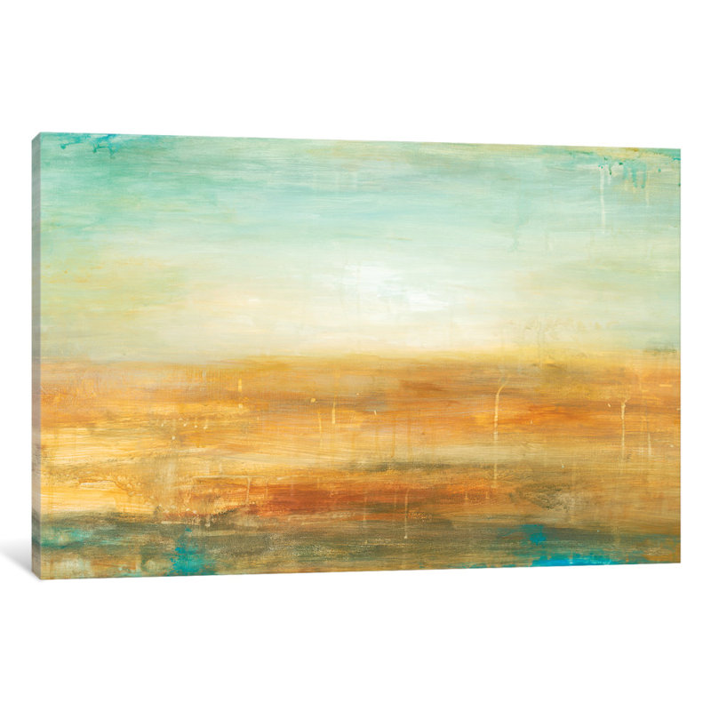 Golden Horizon par Wani Pasion - reproduction d'art sur toile tendue, H 40 po x l 60 po x P 1,5 po, Pas de tapis