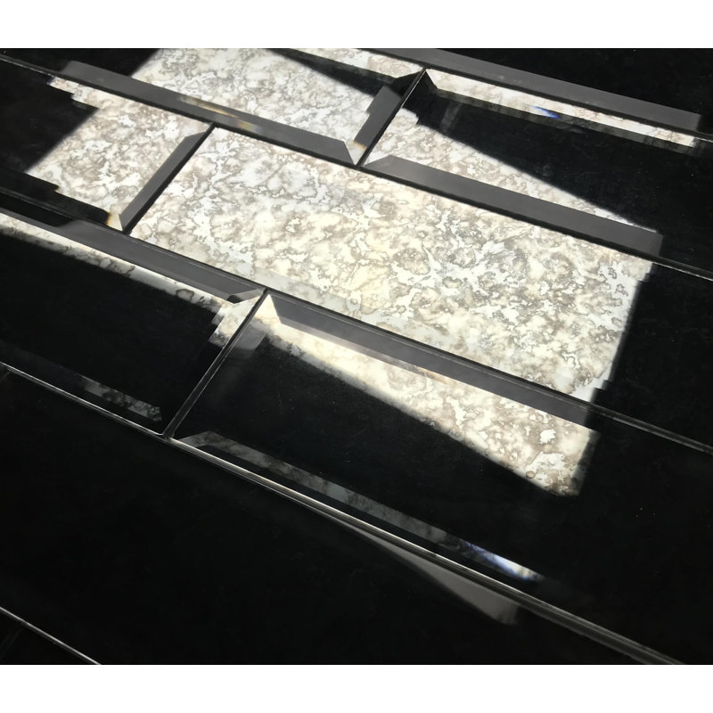 Reflections 3 in. x 12 in. Diamond Grade Glass Mirror Beveled Peel & Stick Subway Decorative Kitchen & Bathroom Wall Tile