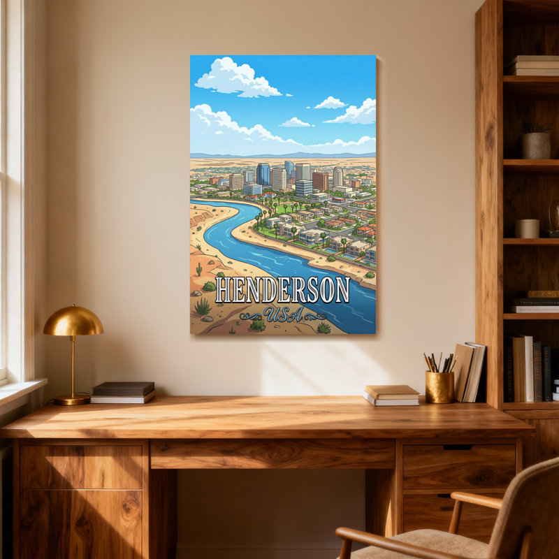Scénario et paysages urbains Henderson Cityscape River Desert Skyline Urban Landscape, H 30 po x l 20 po