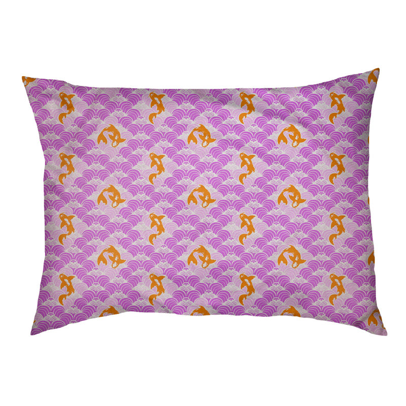 Coussin d’ondulations koi fish Byrge, Moyen (l 30 po x P 10 po x H 20 po), Mauve/jaune