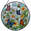 Panneau de vitrail d'insecte floral 7,8 po H-163615006