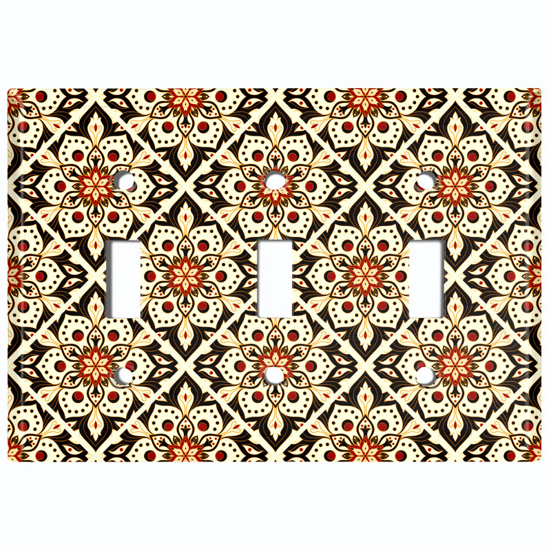 Ensemble de petites plaques murales blanches à 3 interrupteurs à bascule Mandala
