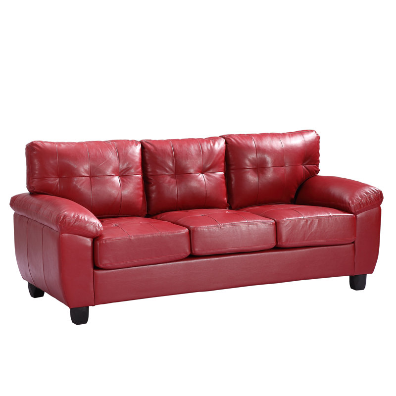 Benton 78 " Faux Leather Sofa, Black Faux Leather
