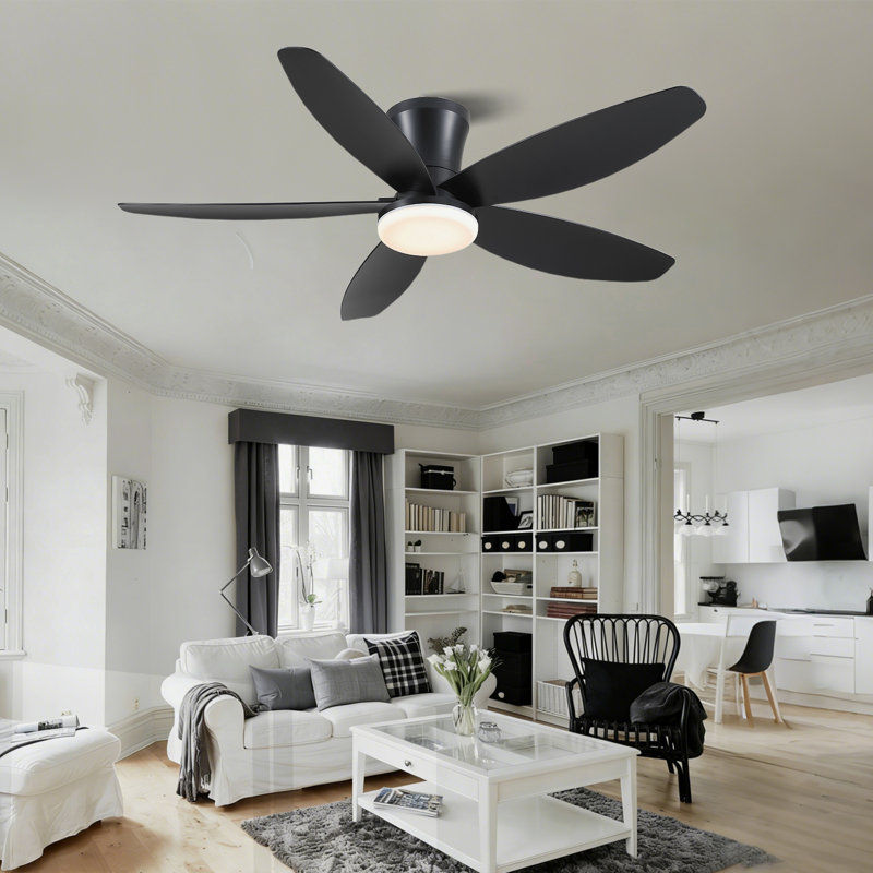Ventilateurs de plafond encastrés avec lumières et télécommande / app, Noir, 42 po de largeur