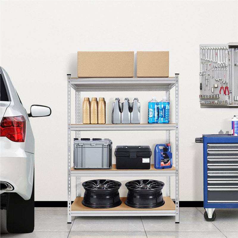 112cm W Steel Height -Adjustable Shelving Unit, Silver