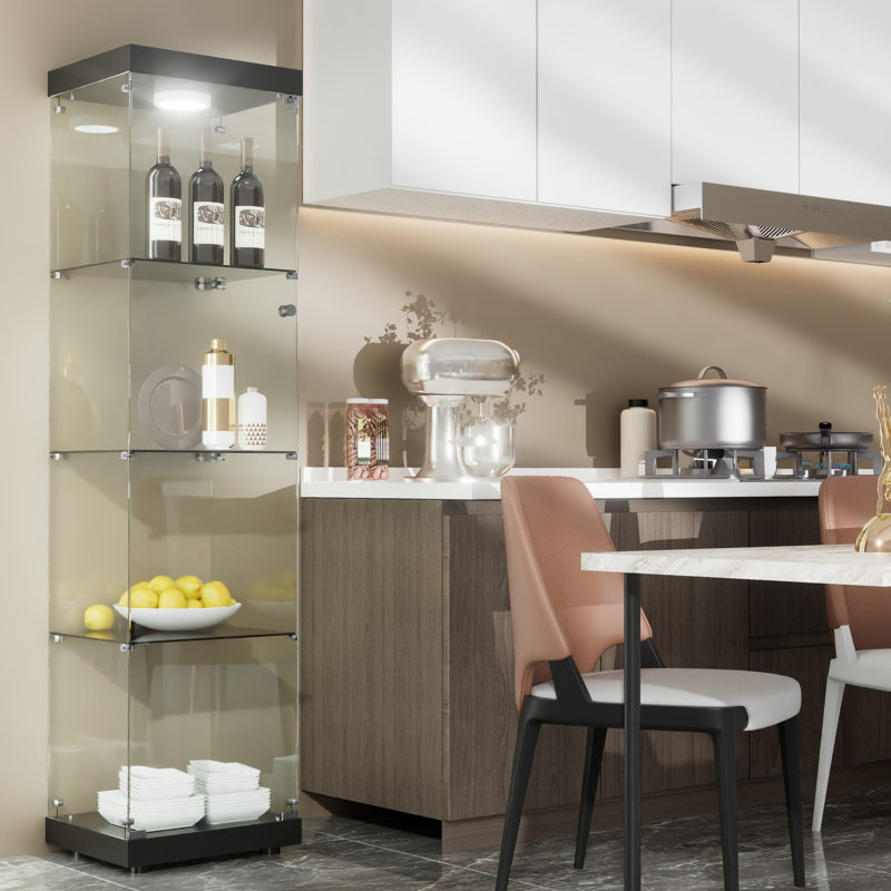 Vitrine à 4 niveaux avec porte verrouillable Jillion, Blanc