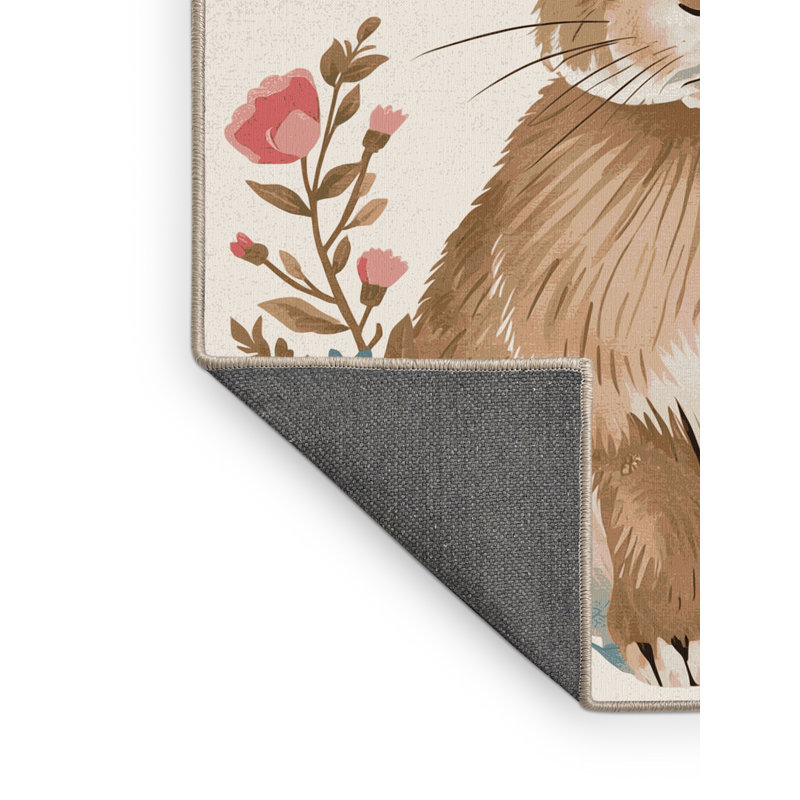 Soft Plush Fessler Easter Modern & Contemporary Abstract Area Rug in Beige – Beige Binding, 5x8