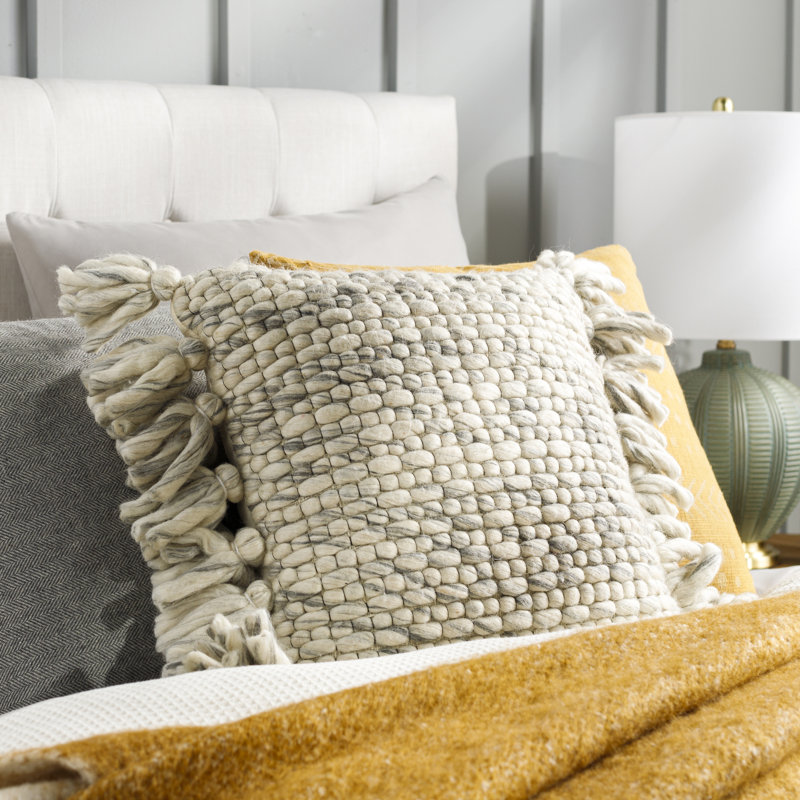 Narvik Beige and Gray Woven Decorative Pillow