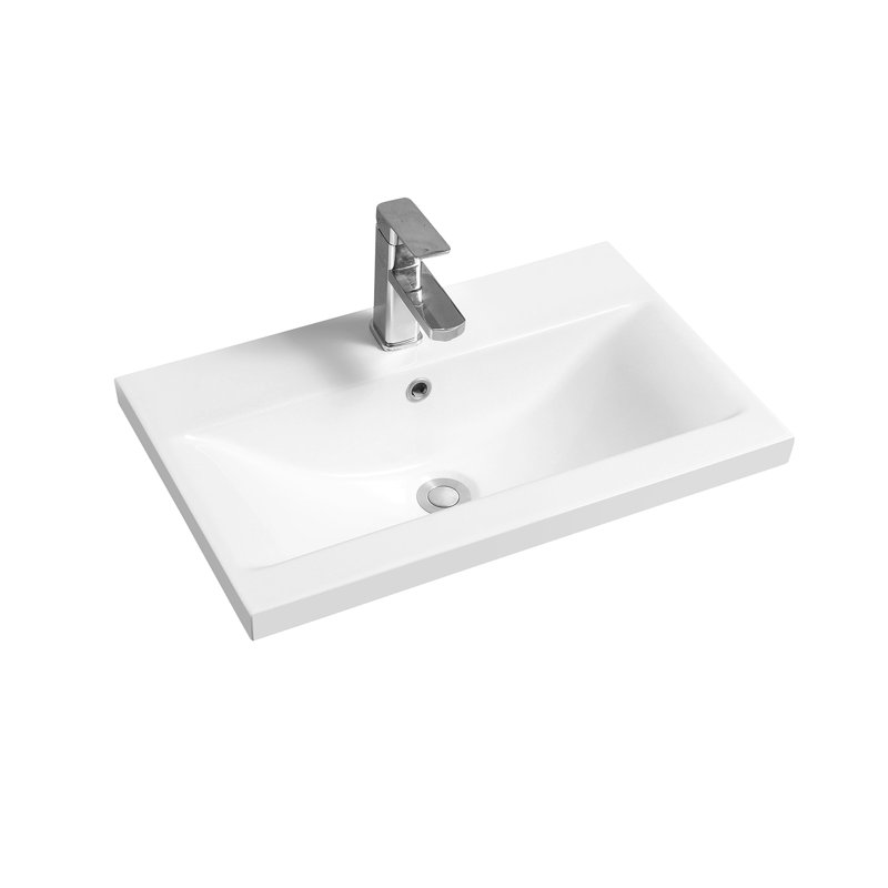 5004 Ceramic Mid-Edge Inset Basin with Dipped Bowl, 18cm H x 61cm W x 39cm D