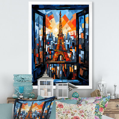 Cubic Paris Window View Elegant Sunset IV - City Paris, art mural