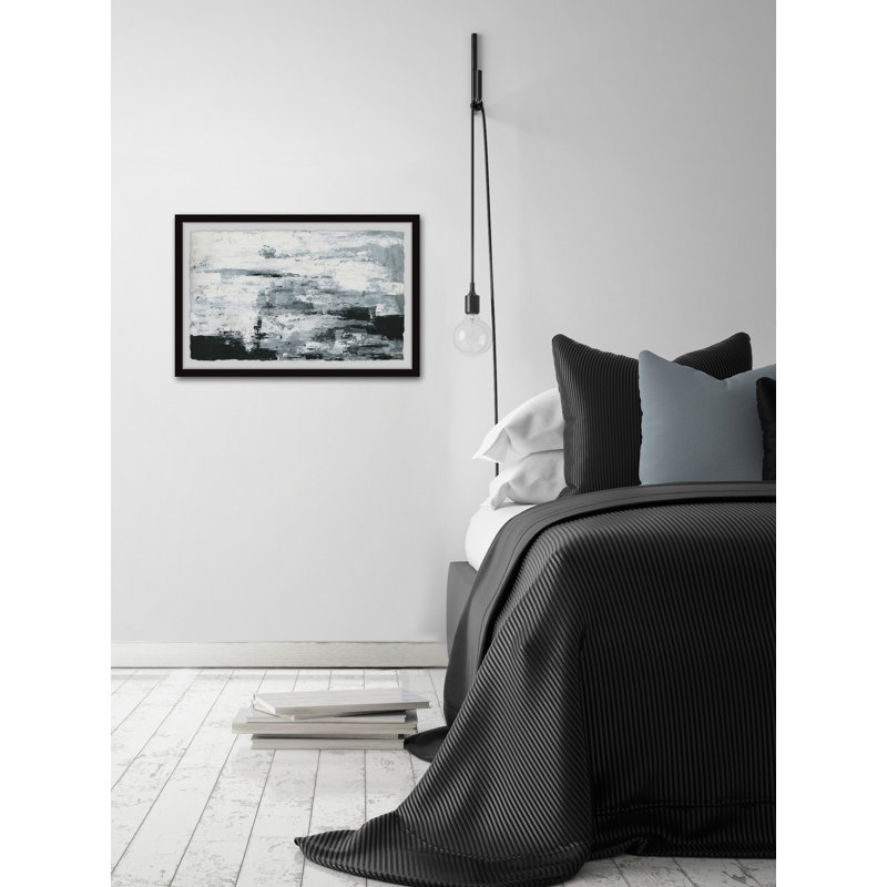 «Black and White Smudges III» par Parvez Taj - Reproduction d'art sur papier encadrée, H 8 po x l 12 po x P 1,5 po