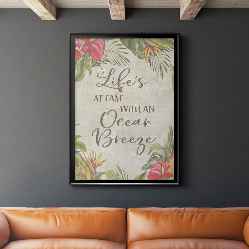 «Life's At Ease», toile encadrée de qualité supérieure - prête à être accrochée, H 30,5 po x l 22,5 po, Toile encadrée noire