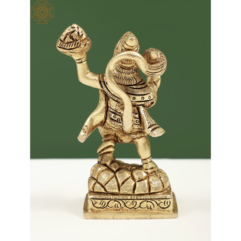 Montagne 4 "Hanuman Lifting Sanjeevani Booti en laiton