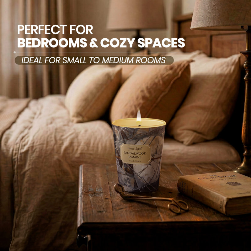 Bois de santal jasmin | Homelights 1-Wick - 6,7 oz de cire de soja - 40 heures et plus de bougies parfumées