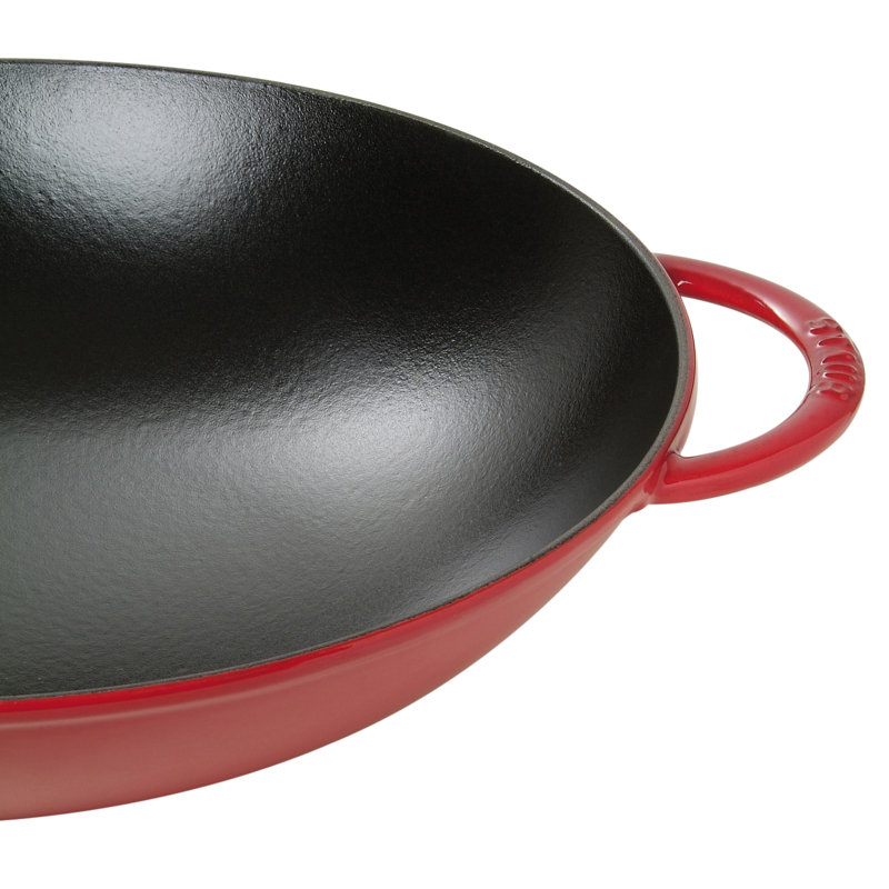 STAUB Cast Iron Non-Stick Wok, Cherry, 37cm