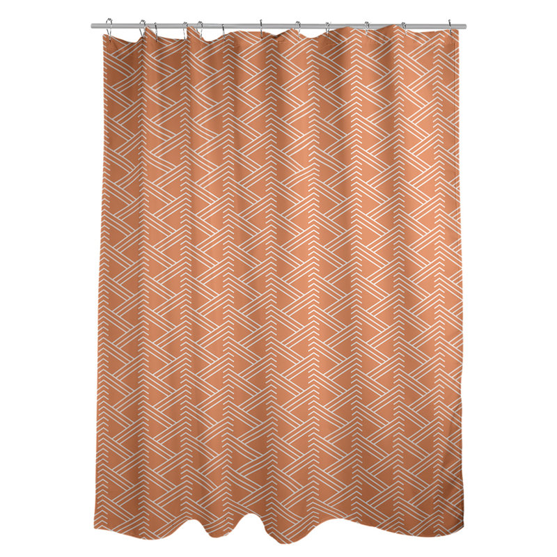 Rideau de douche simple Classic Zig Zag, Orange / blanc