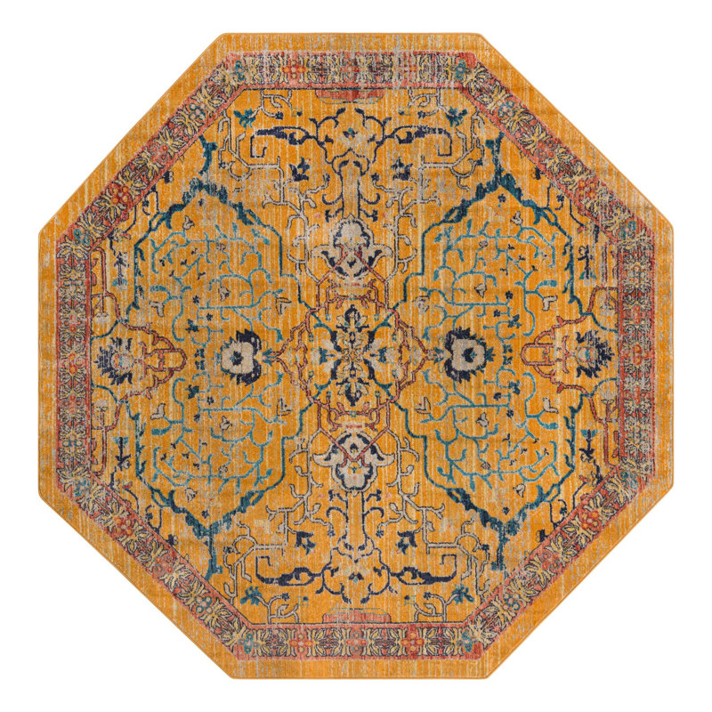Alkire Floral Indoor Rug, Octagon 7'10" x 7'10"