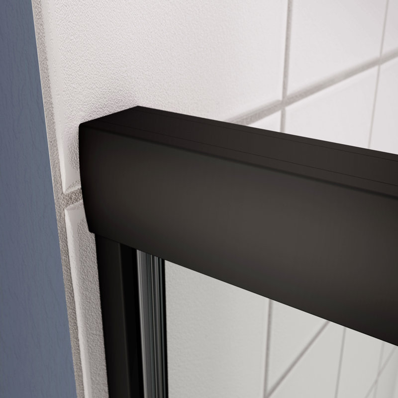 Porte de douche à dérivation, porte coulissante, avec verre trempé de 1/4 po et fini noir mat 56 à 60 po x 70 po