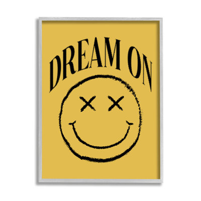 Dream On Yellow Smiley Framed Giclee Art by lulusimonSTUDIO