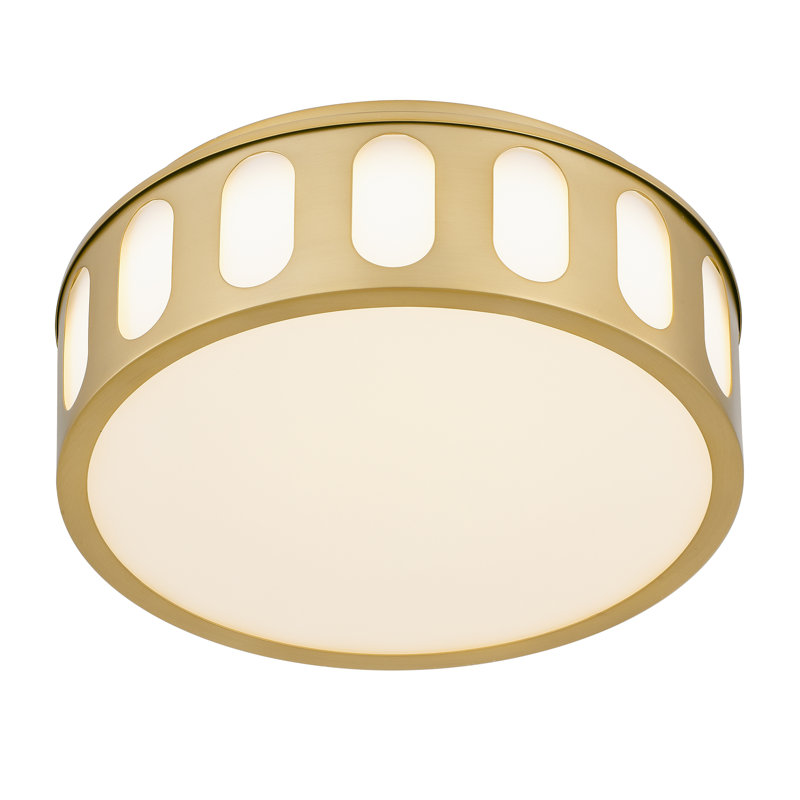 LED Flush Mount, Antique Brass, 4.13" H x 11.25" W x 11.25" D