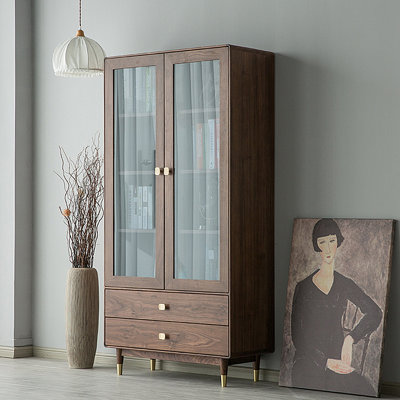 Modern minimalist glass-door storage bookcase